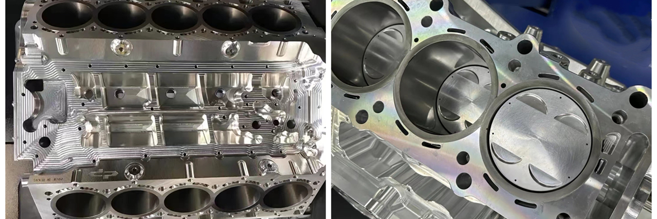5-Achs-CNC-Bearbeitung eines Aluminium-Zylinderkopfes für Automobilanwendungen 5-Achs-Bearbeitung eines Aluminium-Zylinderkopfes, Präzisionskomponente für die Automobilindustrie